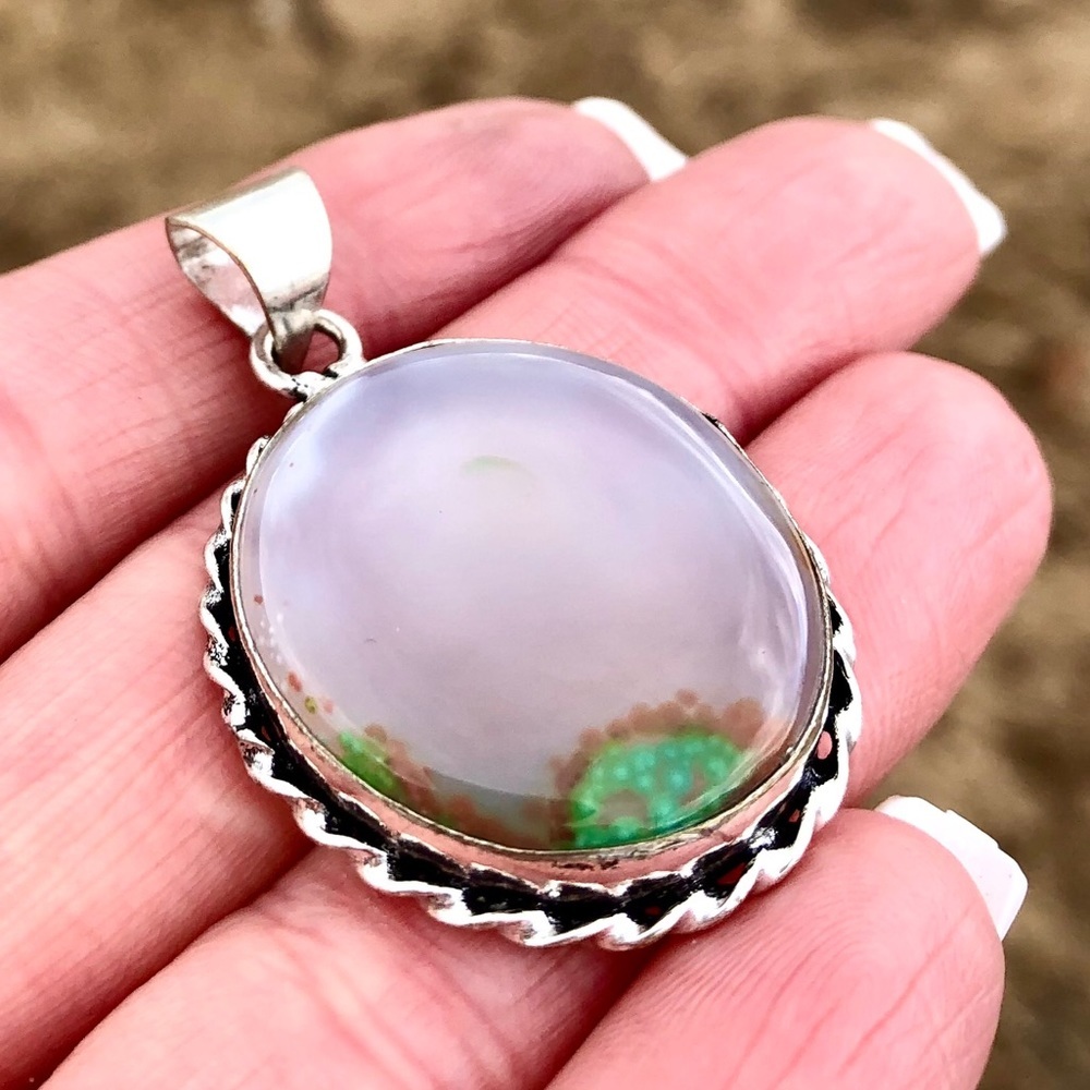 Sterling Silver 925 Handmade Agate Gemstone Pendant